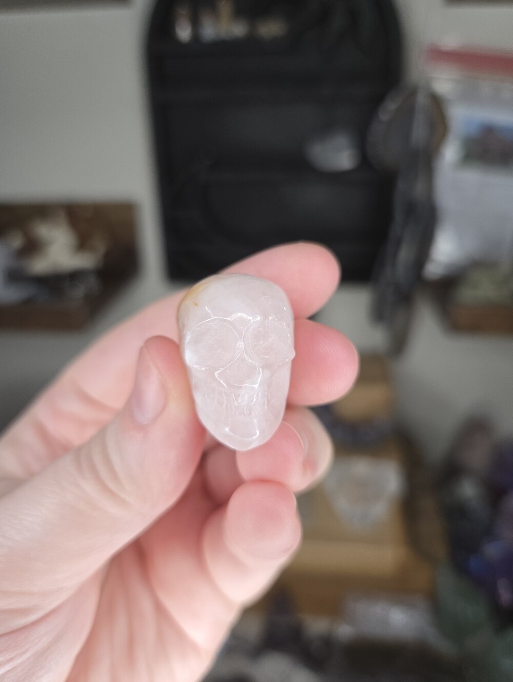 Rose Quartz Golden Healer Mini Crystal Skull